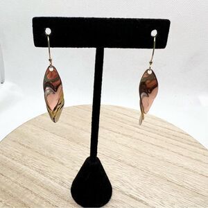 🍭6/$30 Multicolored gold, bronze, silver metallic leaf dangle drop earrings